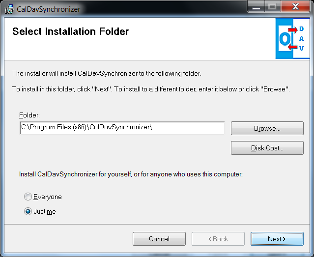 CalDav Synchronizer installation folder